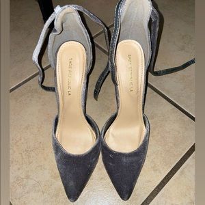Grey velvet heels
